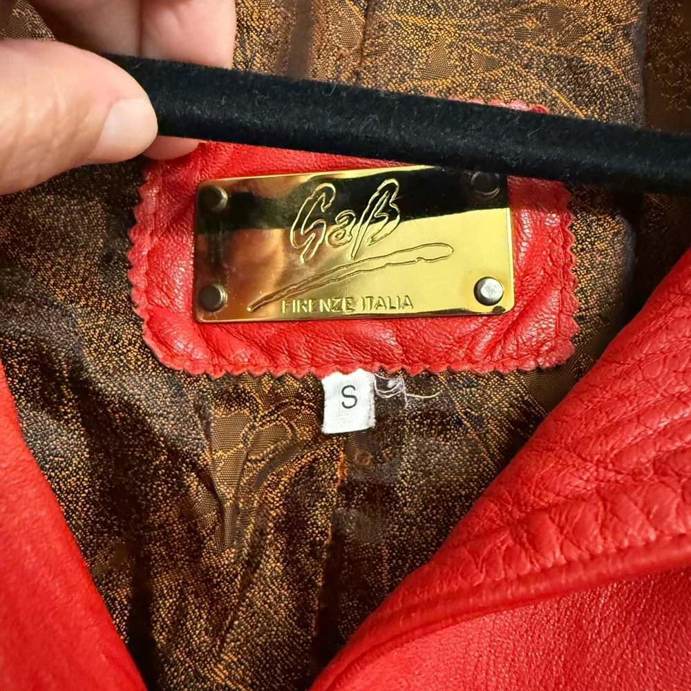 Custom Italian Gab Red Leather Jacket - Picture 2 of 8
